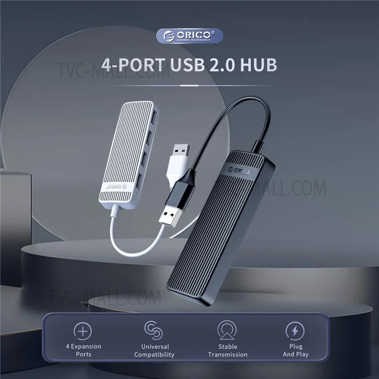 ORICO FL02 Multi-Port USB2.0 Hub Mini Portable Mini USB Adapter High-speed Sync Converter for Laptops - Black