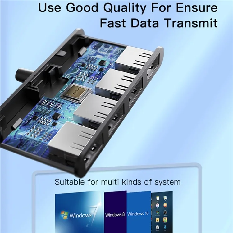 YESIDO HB12 0.15m 4-Port USB 2.0 Hub USB Adapter Dock Station for Data Transfer and Power Charging