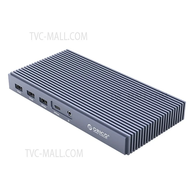 Station d'accueil Thunderbolt 3 ORICO ORICO-TB3-S2-GY-BP avec boîtier SSD double baie M.2 NVMe/NGFF, hub USB C slim avec prise jack 3,5 mm