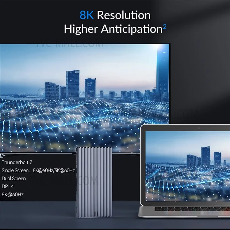 Station d'accueil Thunderbolt 3 ORICO ORICO-TB3-S2-GY-BP avec boîtier SSD double baie M.2 NVMe/NGFF, hub USB C slim avec prise jack 3,5 mm