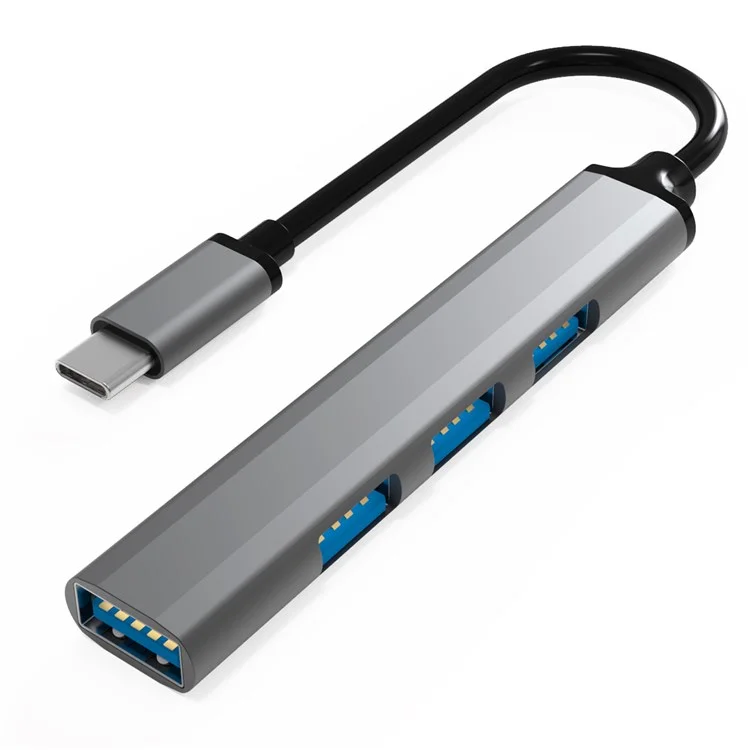 U4-C Hub USB C 3xUSB 3.0+USB 2.0 Convertidor Portátil de Transferencia de Datos Tipo C Hub Adaptador Aplicable para Notebook PC/Portátil/Unidades Flash USB/Disco Duro Móvil/Ratón 