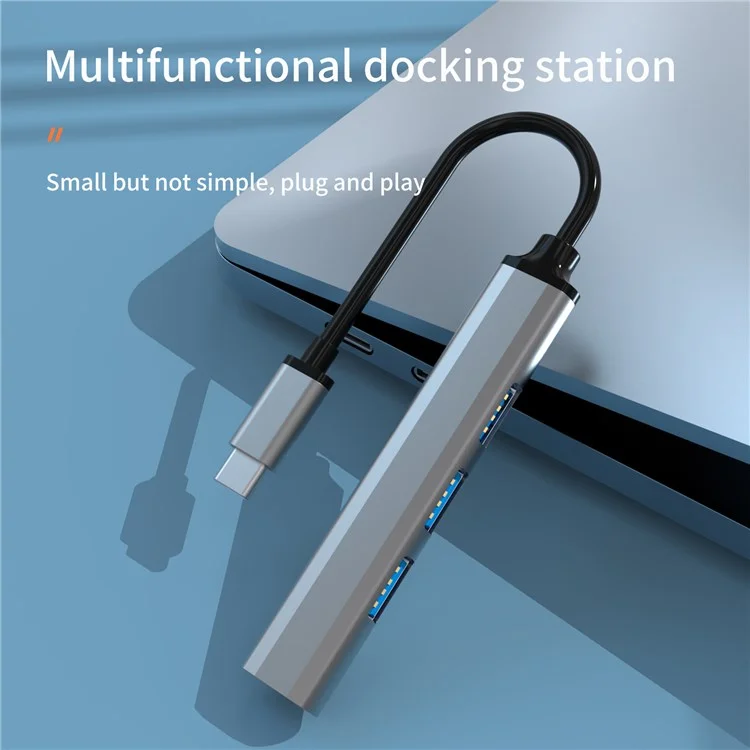 U4-C Hub USB C 3xUSB 3.0+USB 2.0 Convertidor Portátil de Transferencia de Datos Tipo C Hub Adaptador Aplicable para Notebook PC/Portátil/Unidades Flash USB/Disco Duro Móvil/Ratón 