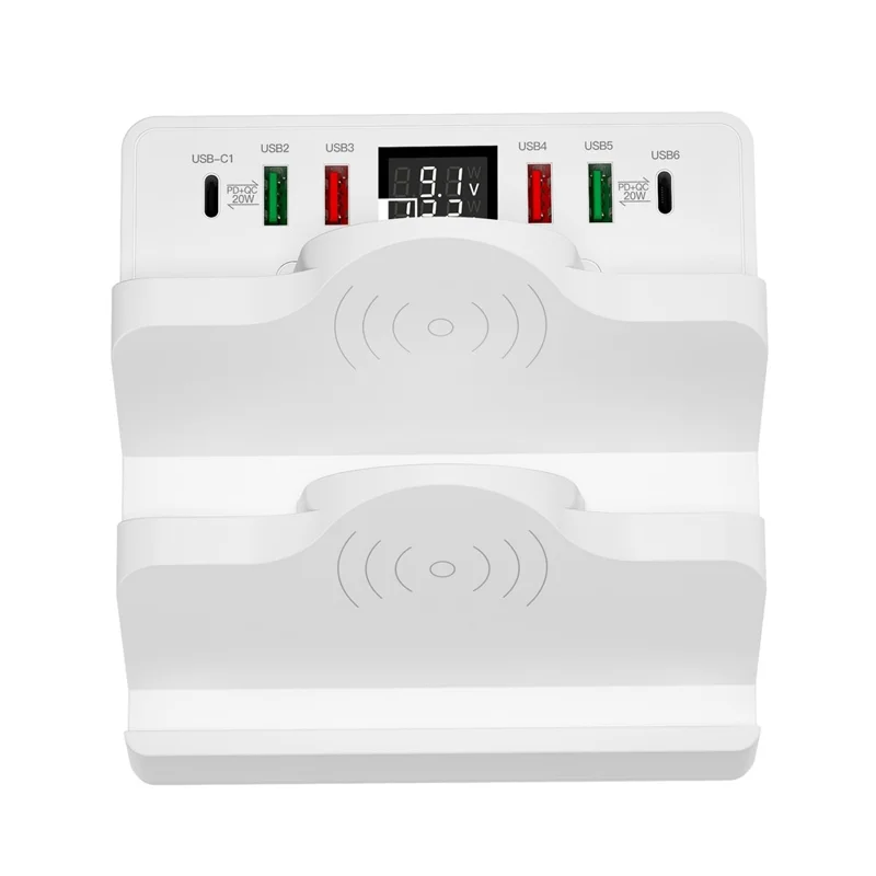 Multifunctional Charging Stand 6 USB + Dual PD + Dual QC3.0 + Dual Wireless Charger Charging Station for Cell Phones, Tablets - US Plug