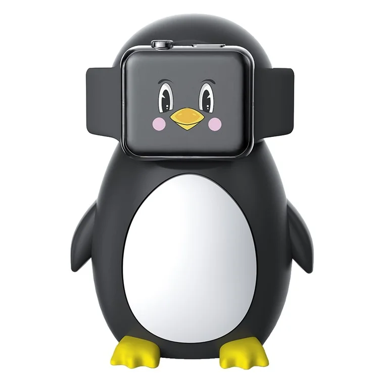 Für Apple Watch Süßer Pinguin Silikon Ladestation Schreibtisch Ladehalterung (ohne Ladegerät) - Schwarz
