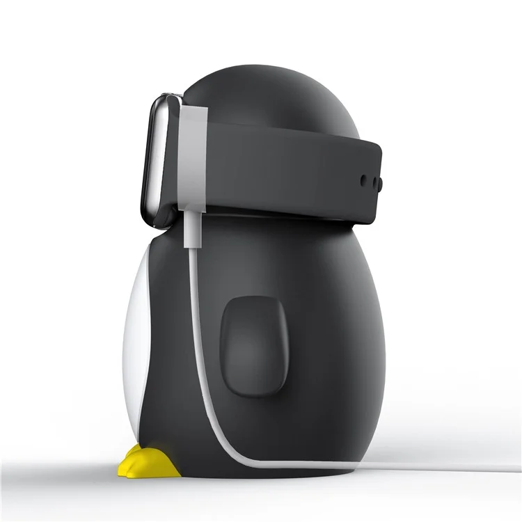 Für Apple Watch Süßer Pinguin Silikon Ladestation Schreibtisch Ladehalterung (ohne Ladegerät) - Schwarz