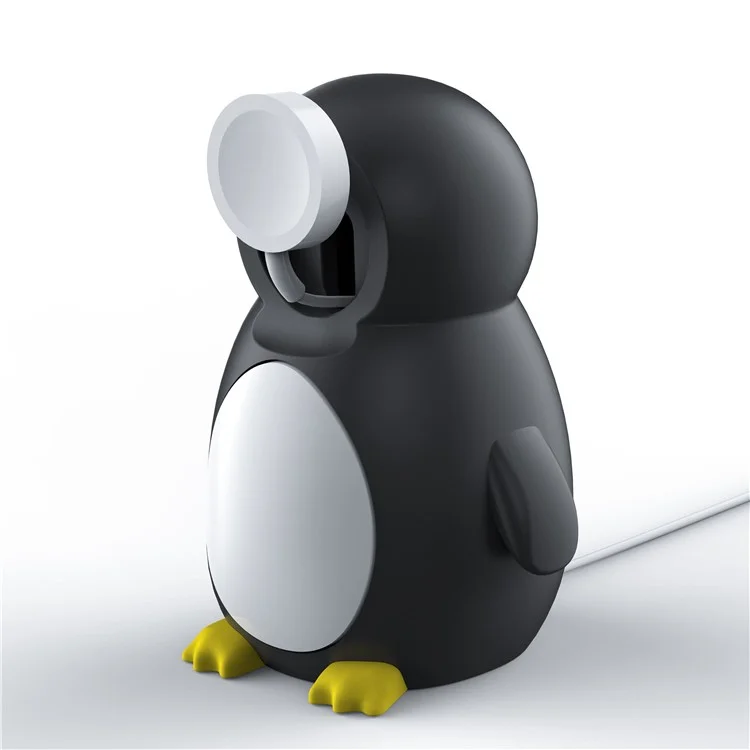 Für Apple Watch Süßer Pinguin Silikon Ladestation Schreibtisch Ladehalterung (ohne Ladegerät) - Schwarz