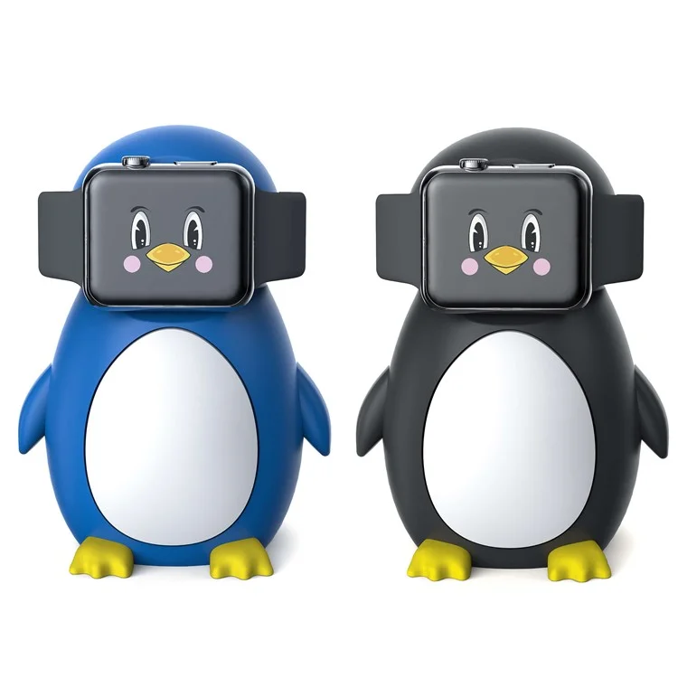 Für Apple Watch Süßer Pinguin Silikon Ladestation Schreibtisch Ladehalterung (ohne Ladegerät) - Schwarz