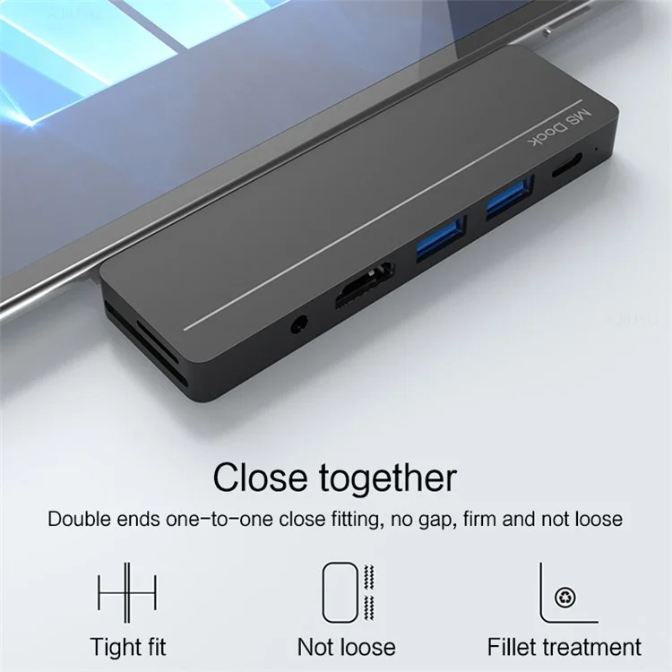 Dual-c-port-port-dockingstation Für Surface Pro X / Pro 8 Leichtes Tragbares USB -hub