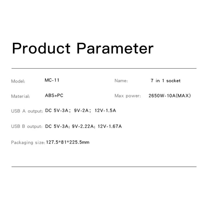 YESIDO MC11 2650W Multiprise 4 Prises UK + PD + 2 Ports USB Multifonction - Prise UK