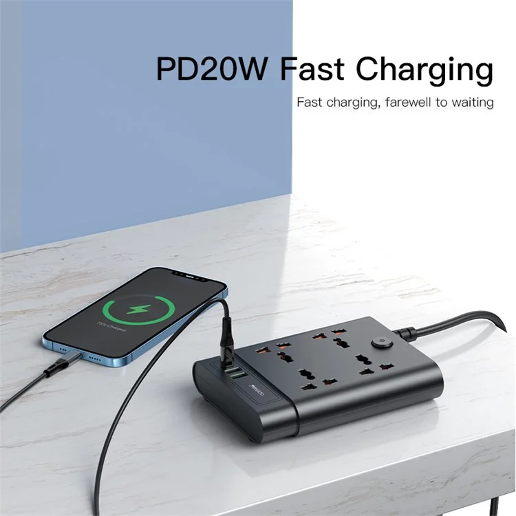 YESIDO MC11 2650W Multiprise 4 Prises UK + PD + 2 Ports USB Multifonction - Prise UK