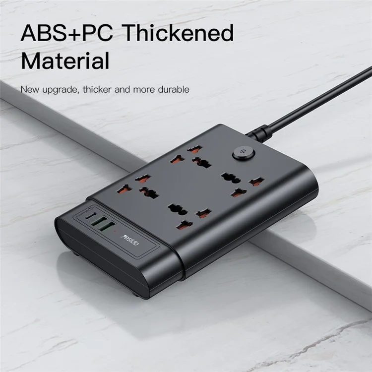 YESIDO MC11 2650W Multiprise 4 Prises UK + PD + 2 Ports USB Multifonction - Prise UK