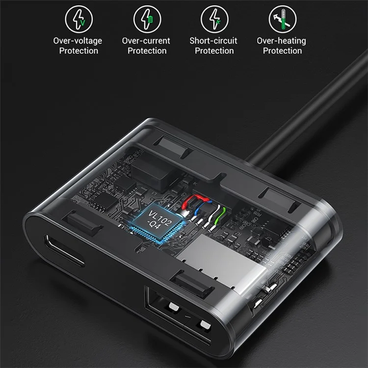 UGREEN Hub USB-C Tipo-C Maschio a PD 60W+USB 3.0 Femmina Adattatore 5Gbps Trasferimento Dati Convertitore per MacBook Laptop