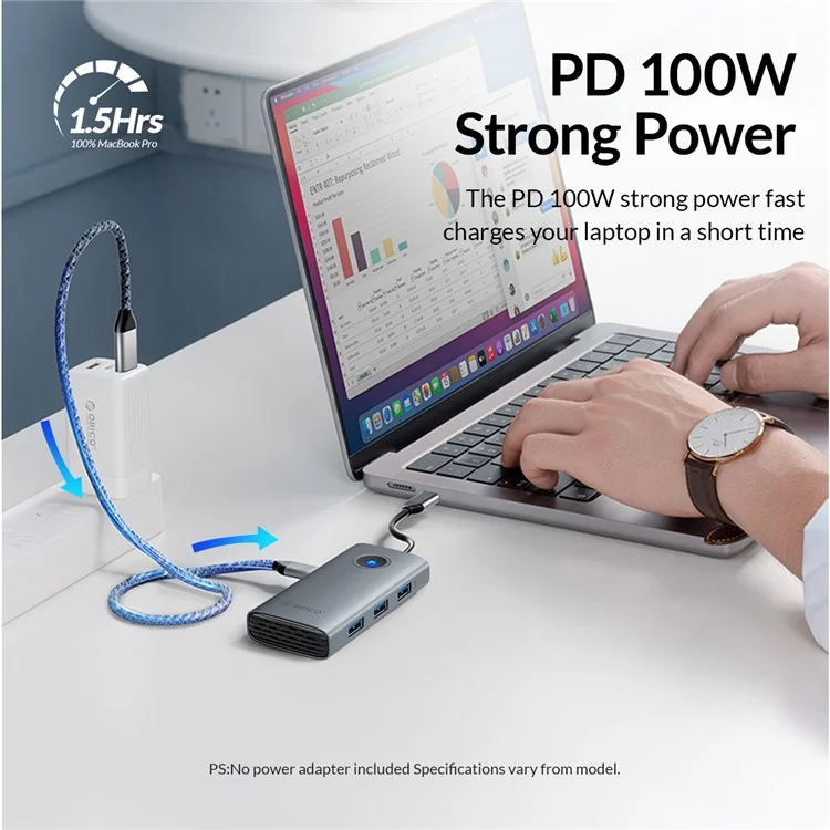 ORICO PW11-6P Portable 6 in 1 Docking Station 4K Video PD 100W Charging Multifunctional Type-C Hub - Dark Grey