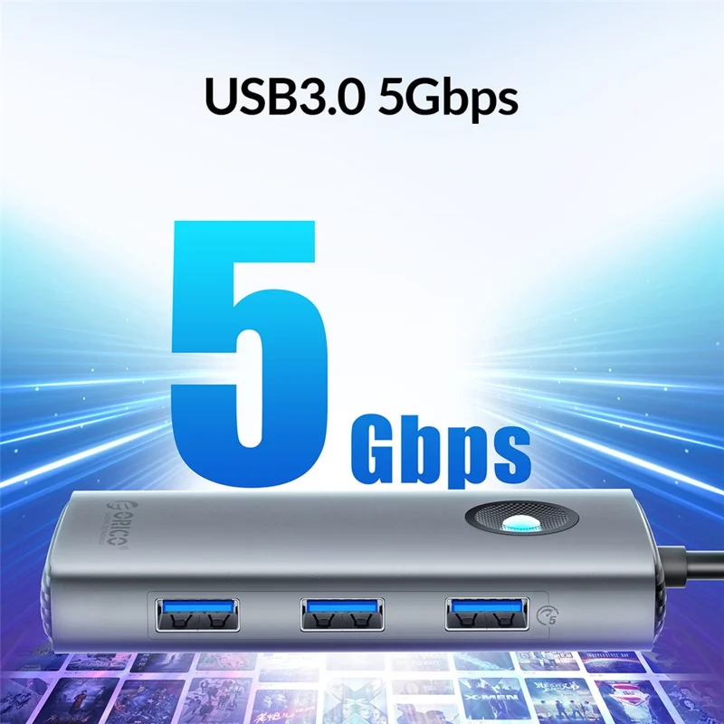 ORICO PW11-6P Portable 6 in 1 Docking Station 4K Video PD 100W Charging Multifunctional Type-C Hub - Silver