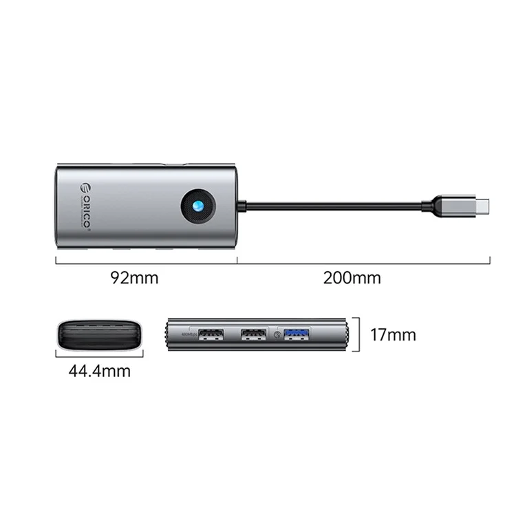 ORICO PW11-5P 5 in 1 Docking Station 4K Video PD 60W Charging Multifunctional Type-C Hub - Dark Grey
