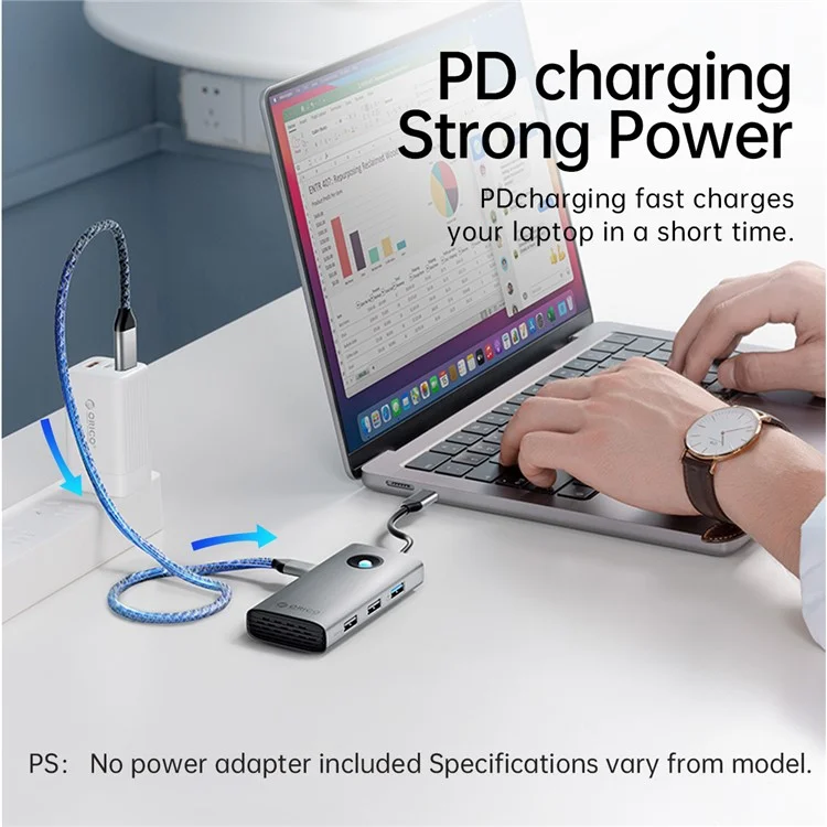 ORICO PW11-5P 5 in 1 Docking Station 4K Video PD 60W Charging Multifunctional Type-C Hub - Dark Grey
