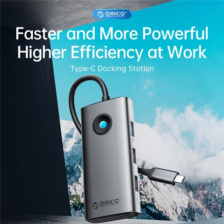 ORICO PW11-5P 5 in 1 Docking Station 4K Video PD 60W Charging Multifunctional Type-C Hub - Dark Grey