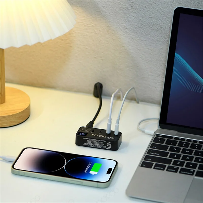 H988C Digital Display 4-Port USB C Charger PD Fast Charger Desktop Charging Station (CE Certified) - AU Plug