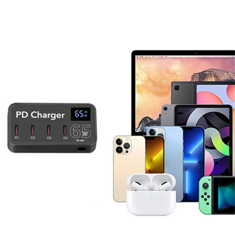 H988C Digital Display 4-Port USB C Charger PD Fast Charger Desktop Charging Station (CE Certified) - AU Plug