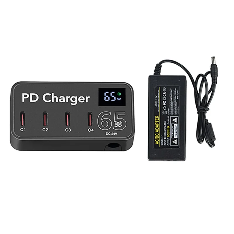 H988C Digital Display 4-Port USB C Charger PD Fast Charger Desktop Charging Station (CE Certified) - AU Plug