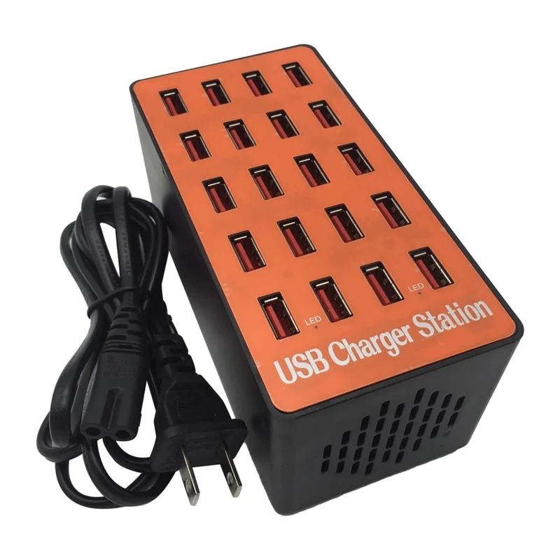 A5 80W 20 USB Ports Desktop Charger PC+ABS Phone Tablet Fast Charging Station (CE Certified) - US Plug