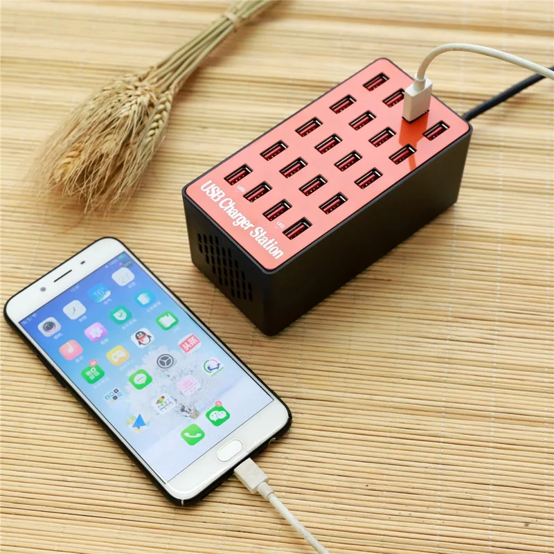 A5 80W 20 USB Ports Desktop Charger PC+ABS Phone Tablet Fast Charging Station (CE Certified) - US Plug