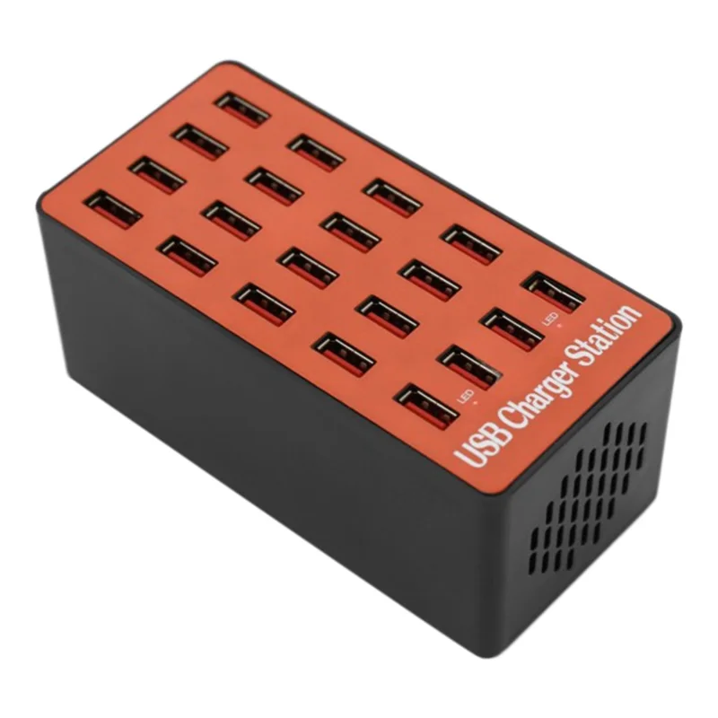 A5 80W 20 USB Ports Desktop Charger PC+ABS Phone Tablet Fast Charging Station (CE Certified) - US Plug