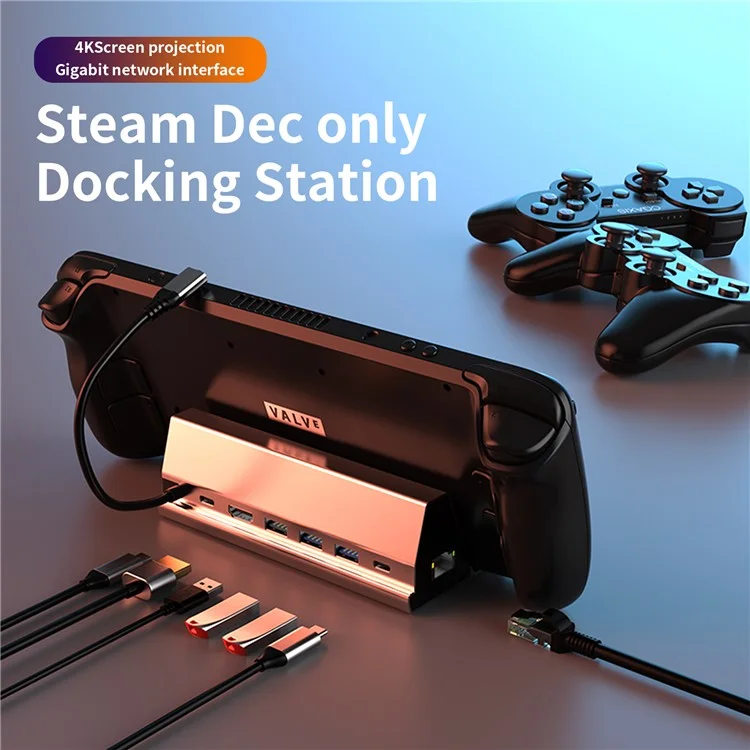 BS107 Type-C to PD+HD+USB3.0*2+USB2.0+USB-C+RJ45 Hub Adapter 7-in-1 Gaming Docking Station für Steam Deck