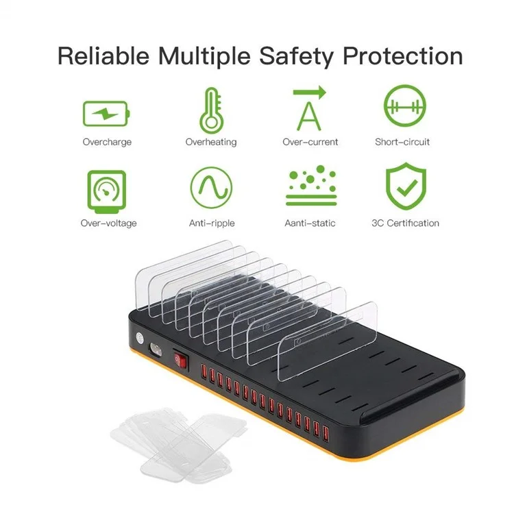 8815 Mobile Phone Tablet Charger 15 Port USB Charging Station 5V 20A 100W High Power Charging Stand (with CE) - UK Plug