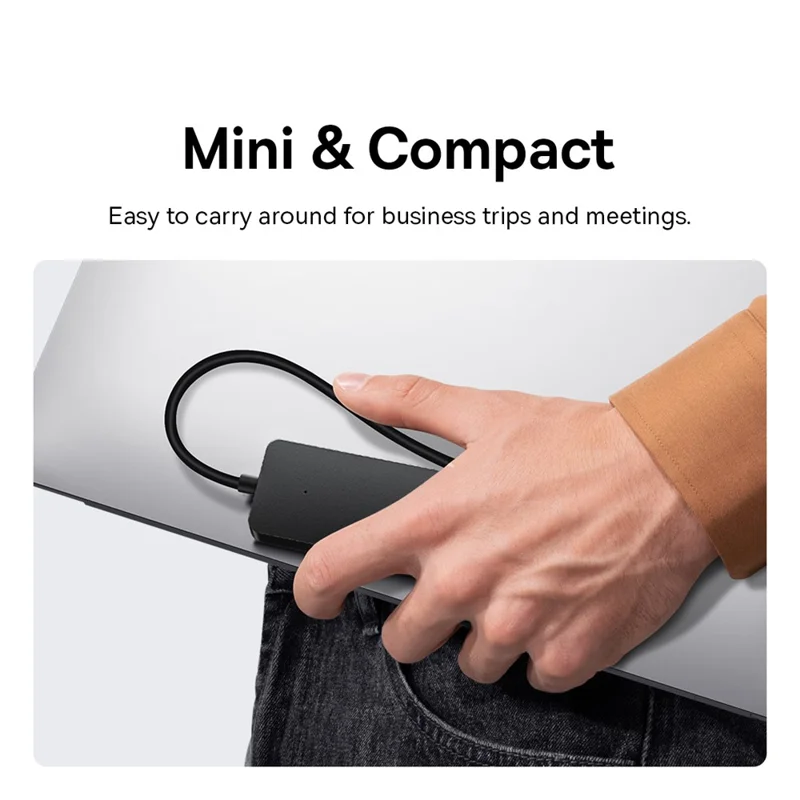 BASEUS UltraJoy Series 4-Port HUB Lite Adapter USB-A to 4 USB3.0 Extender with 50cm Extended Cable - Black