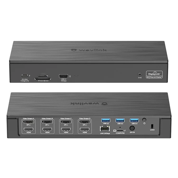 WAVLINK UG69PD8 18-в-1 USB-C док-станция 100 Вт PD 5K Дисплей Тип-C концентратор Адаптер с RJ45 Ethernet, SD / TF портами - Вилка США