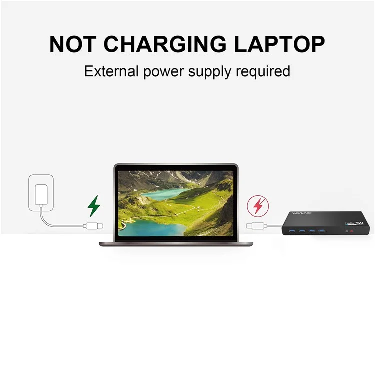 WAVLINK UG69DK1 Dock de 15 en 1 5K Dual 4K HD Multiaffichage USB-C avec HD / DisplayPort / Ethernet Gigabit / USB 3.0 / Type C / Audio - Prise UK