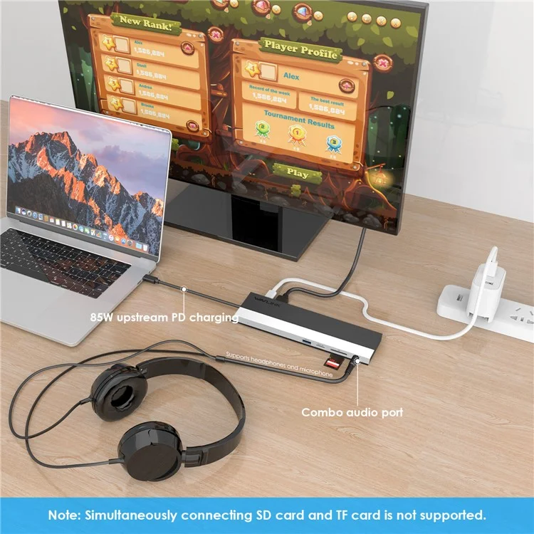 WAVLINK UMD03 12 in 1 Type-C HUB Triple Display USB-C Multiport Adapter with HD, VGA, Ethernet, USB-C, USB3.0, USB2.0, Card Reader, Audio