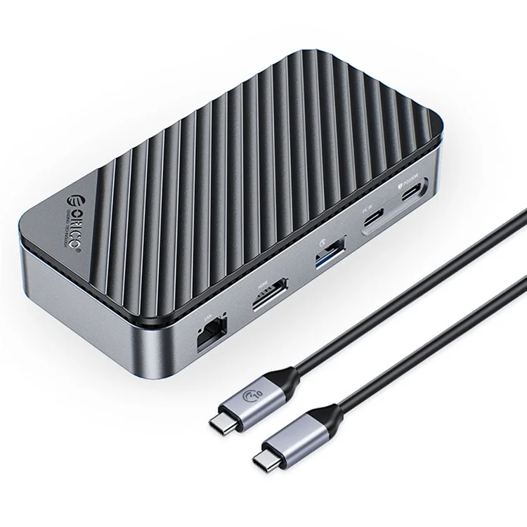 Orico USB C Hub с M.2 SSD Корпусом 10-в-1 Docking Station 10 Гбит / с USB 3,2 Gen2 M.2 Nvme / SATA SSD Читатель