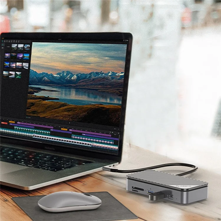 Orico USB C Hub с M.2 SSD Корпусом 10-в-1 Docking Station 10 Гбит / с USB 3,2 Gen2 M.2 Nvme / SATA SSD Читатель