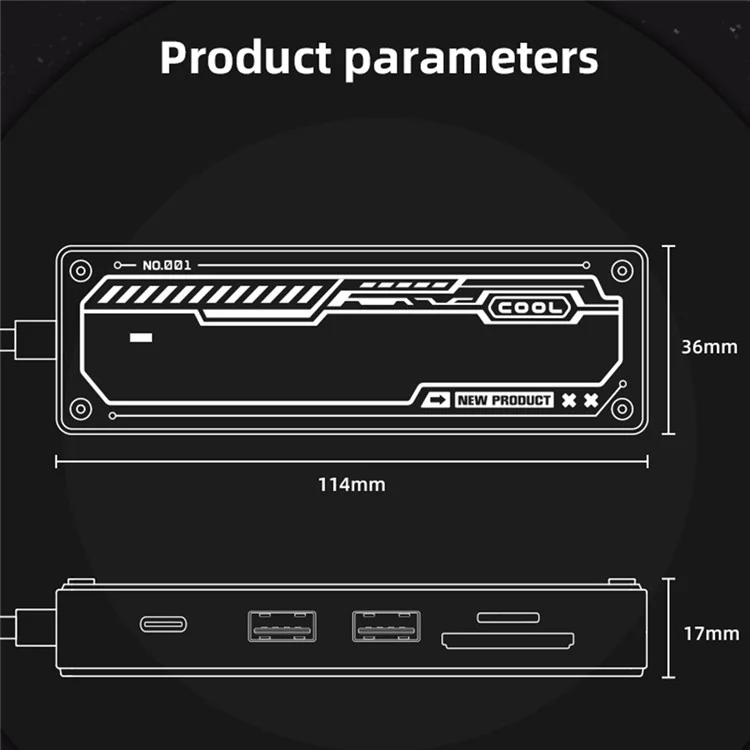 SW6H 6-в-1 Type-C Docking Station Hub USB-C до PD+USB3.0+USB2.0+SD+TF+HD Multiport Adapter