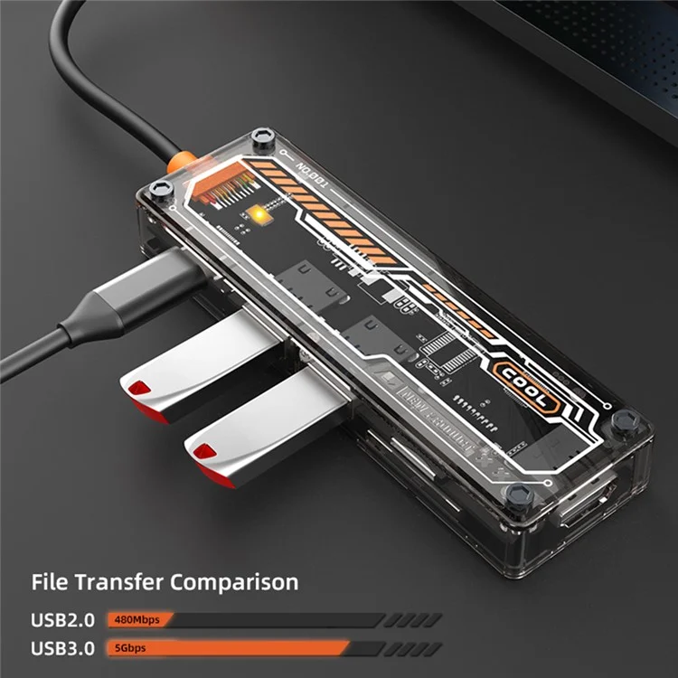 SW6H 6-in-1 Station D'accueil Type-C Hub USB-C à pd + Usb3.0 + Usb2.0 + sd + tf + hd Multiport Adaptateur