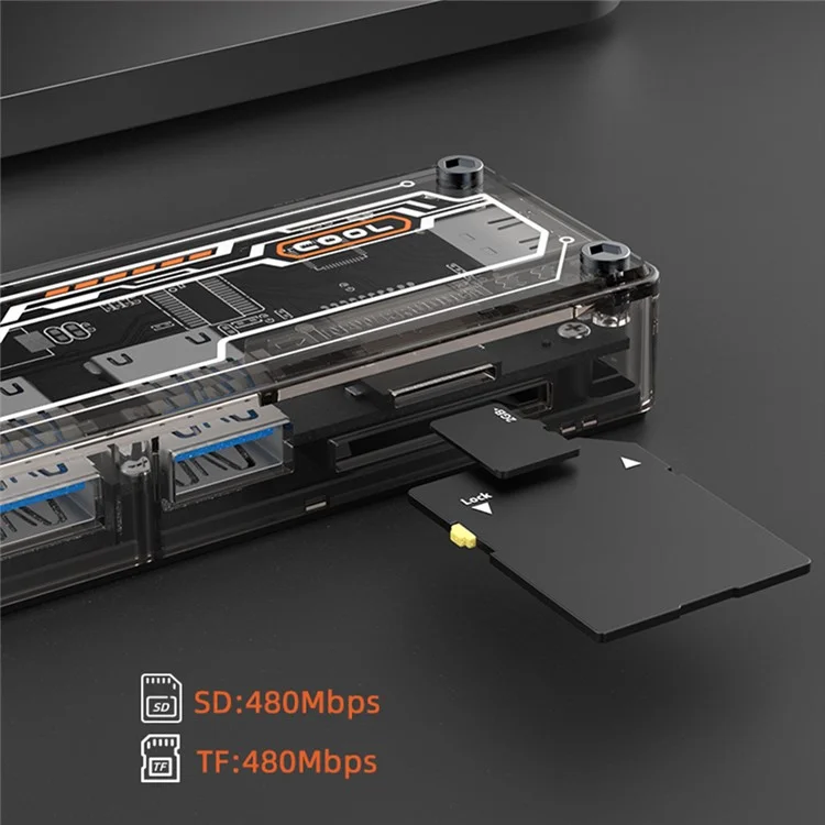 SW6H 6-em-1 Tipo-c Hub da Estação de Docking USB-C Para PD+USB3.0+USB2.0+SD+TF+HD Adaptador Multiporto