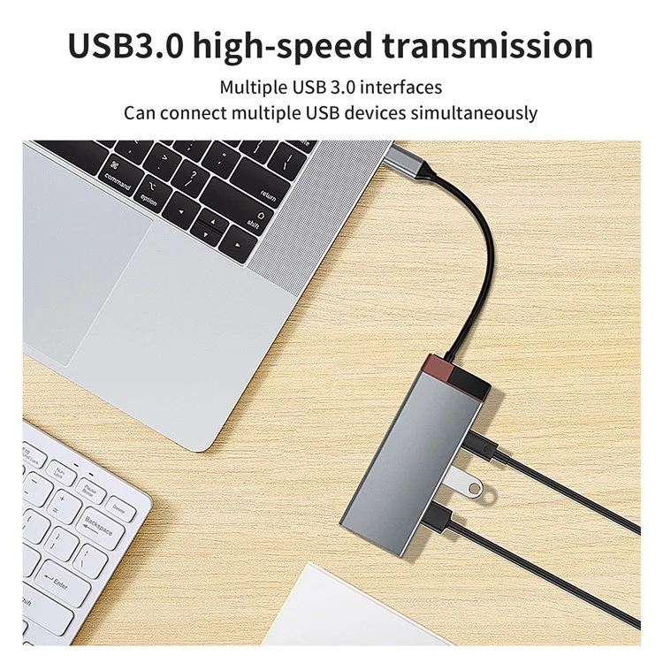 BS10A 10-in-1 USB-C Hub Type-C to PD+HD+USB3.0x3+SD+TFRJ45+VGA+3.5mm Audio Multiport Adapter
