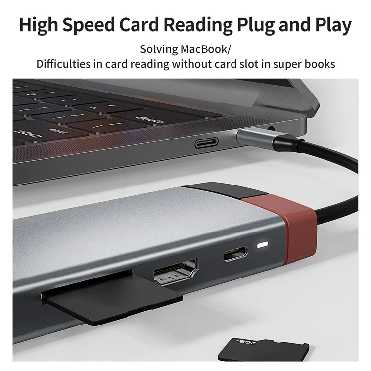 BS10A 10-in-1 USB-C Hub Type-C to PD+HD+USB3.0x3+SD+TFRJ45+VGA+3.5mm Audio Multiport Adapter