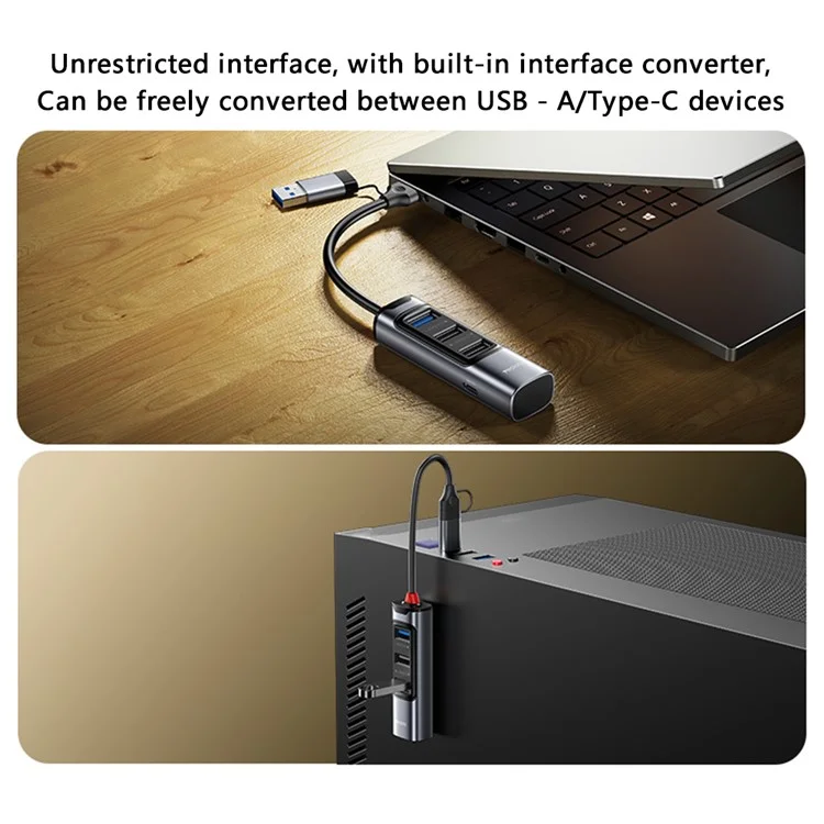 YESIDO HB19 USB + Type C Hub Adapter Converter to USB 3.0 + 2xUSB 2.0 + PD 2.0 USB-C