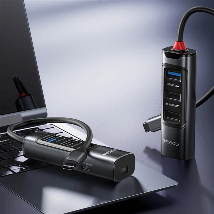 YESIDO HB24 5-in-1 Type-C Docking Station mit USB3.0+2 USB2.0+Mini DP+PD 100W Mehrfach-USB-C-Hub-Adapter