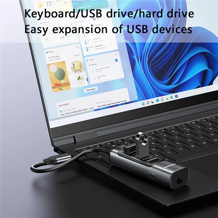 YESIDO HB24 5-in-1 Type-C Docking Station mit USB3.0+2 USB2.0+Mini DP+PD 100W Mehrfach-USB-C-Hub-Adapter