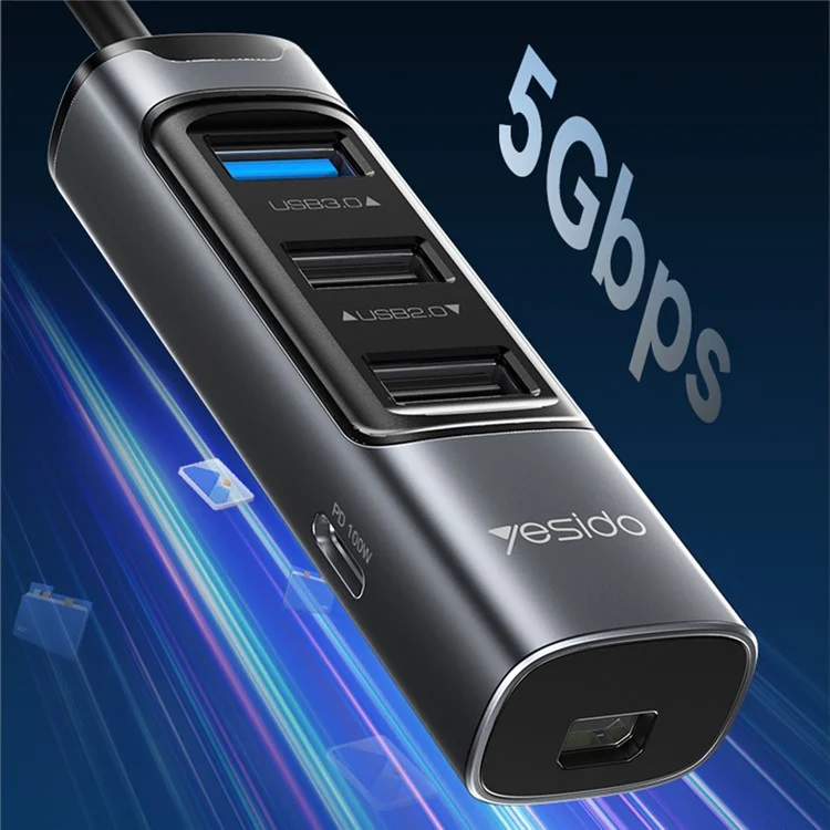 YESIDO HB24 5-in-1 Type-C Docking Station mit USB3.0+2 USB2.0+Mini DP+PD 100W Mehrfach-USB-C-Hub-Adapter