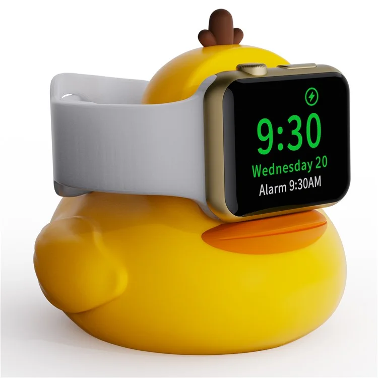Supporto per Apple Watch Caricabatteria Serie Orologio CUTE DUCK Serie Dock di Ricarica in Silicone (senza Caricabatterie) - Giallo