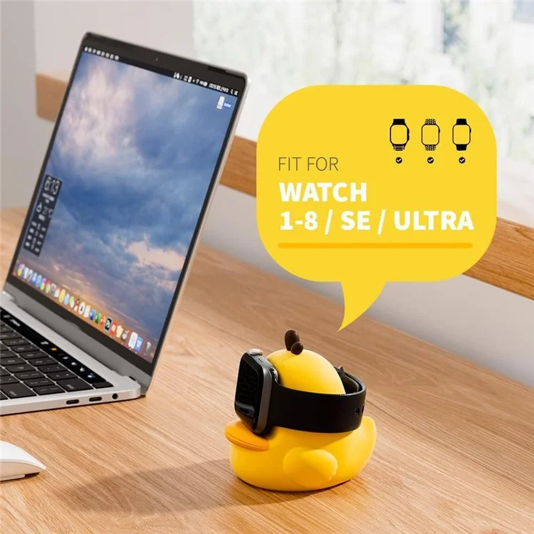Supporto per Apple Watch Caricabatteria Serie Orologio CUTE DUCK Serie Dock di Ricarica in Silicone (senza Caricabatterie) - Giallo