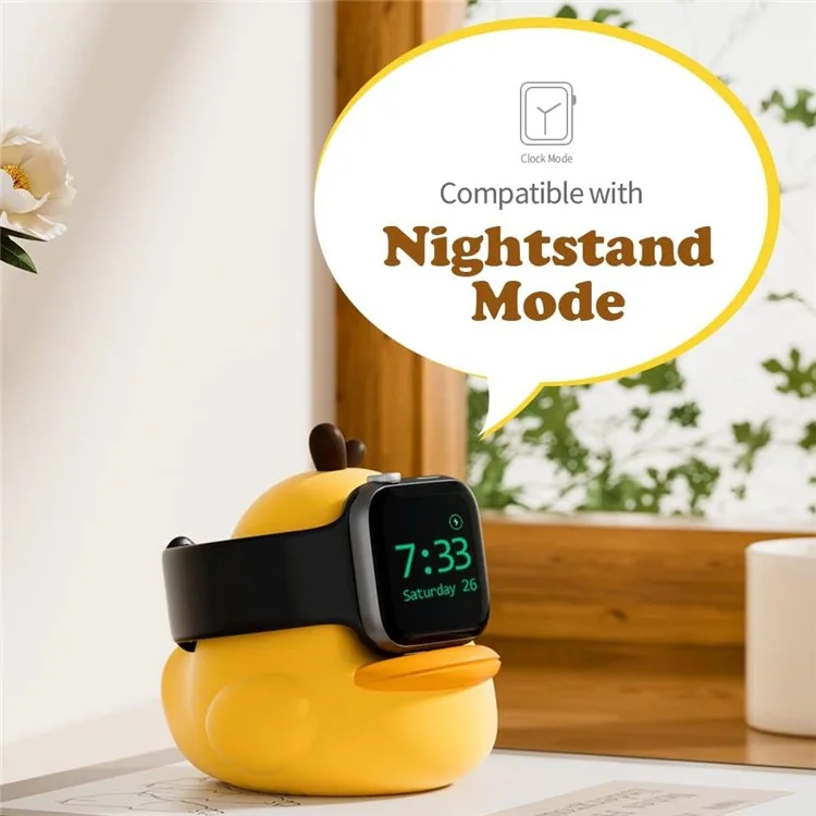 Supporto per Apple Watch Caricabatteria Serie Orologio CUTE DUCK Serie Dock di Ricarica in Silicone (senza Caricabatterie) - Giallo