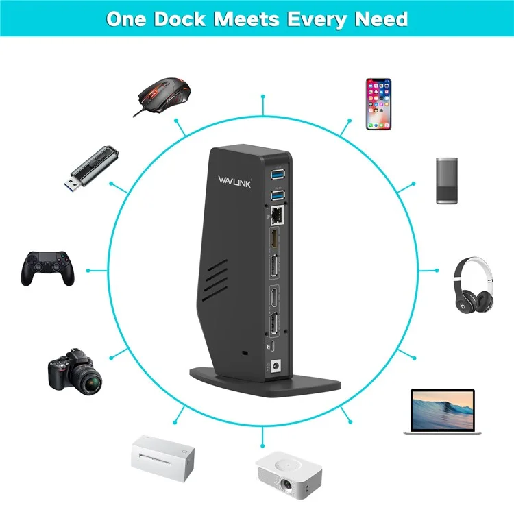 WAVLINK WL-UG69DK5 USB 3.0 Docking Station Laptop Dual 5K / 4K 60Hz Monitor Adapter - AU Plug