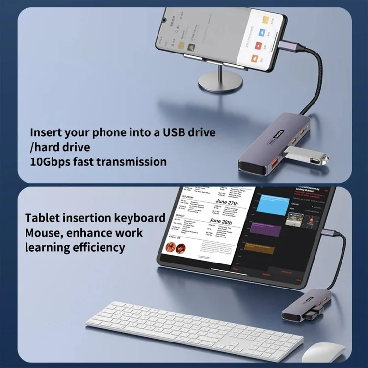 Stazione di aggancio T-508 4-in-1 Type-C per notebook, tablet, smartphone Splitter Converter USB 3.2 Hub