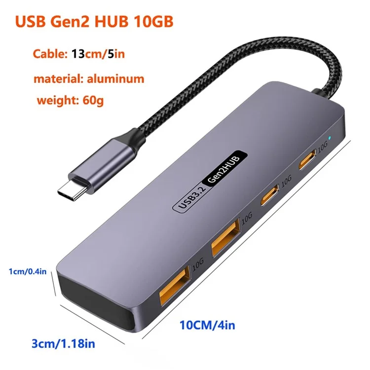 Stazione di aggancio T-508 4-in-1 Type-C per notebook, tablet, smartphone Splitter Converter USB 3.2 Hub